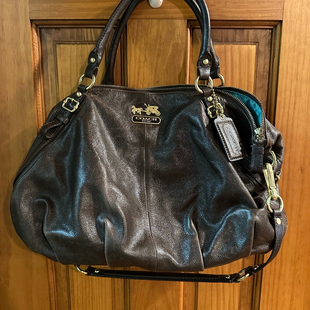 Coach Metallic Brown Leather Shoulder Bag